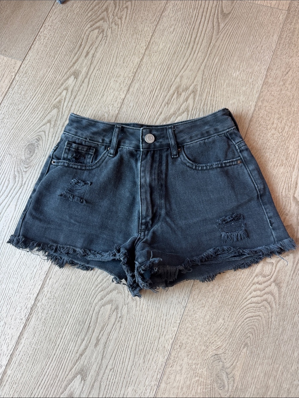 Pacsun Women's Black Distressed Denim Shorts